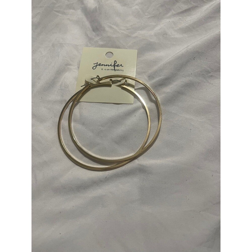 Jennifer & Company Gold Tone Large Oversized Skinny Hoop Earrings